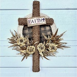 Macramé Cross Wreath/ Grave Blanket / Personalized